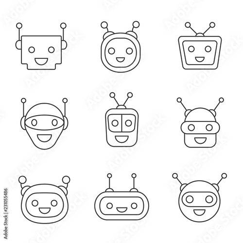 Chatbots linear icons set