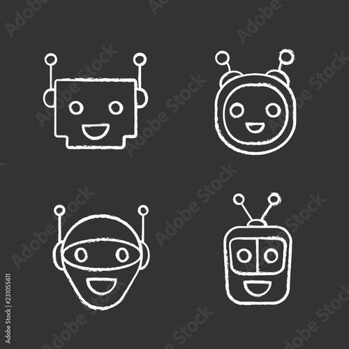 Chatbots chalk icons set