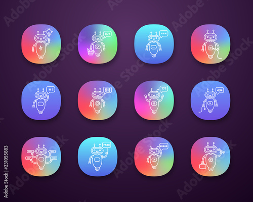 Chatbots app icons set