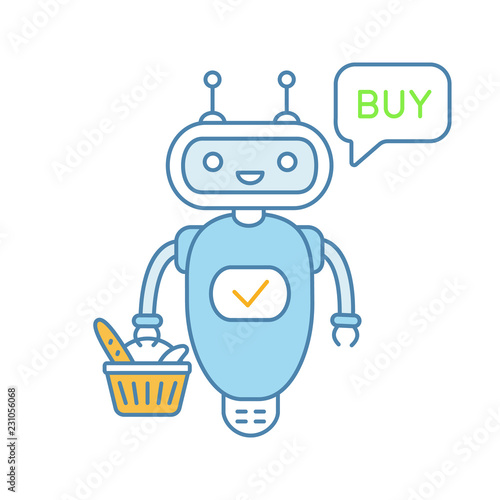 Online customer service chatbot color icon