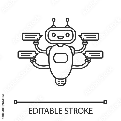 Chatbot with four speech bubbles linear icon