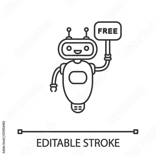 Chatbot with free in speech bubble linear icon