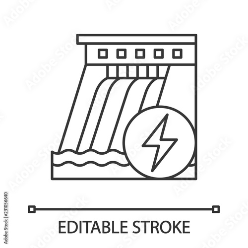 Hydroelectric dam linear icon