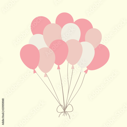 simple birthday card with a bunch of  pink balloons