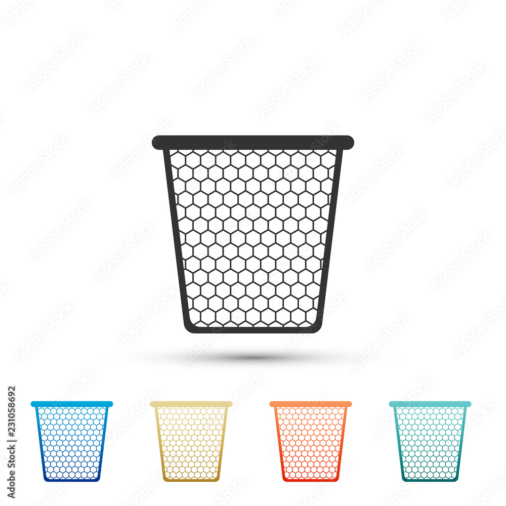 Trash can icon isolated on white background. Set elements in colored icons. Flat design. Vector Illustration Trash can icon isolated on white background. Set elements in colored icons. Flat design. Vector Illustration