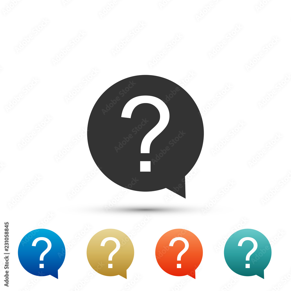 Question mark in circle icon isolated on white background. Hazard warning symbol. Set elements in colored icons. Flat design. Vector Illustration Question mark in circle icon isolated on white background. Hazard warning symbol. Set elements in colored icons. Flat design. Vector Illustration