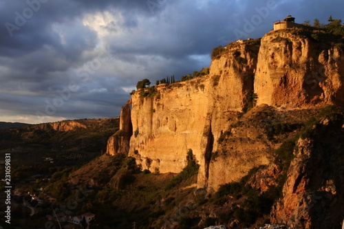 Ronda in the stormy sunset 
