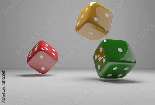 cubes dices red yellow gree...