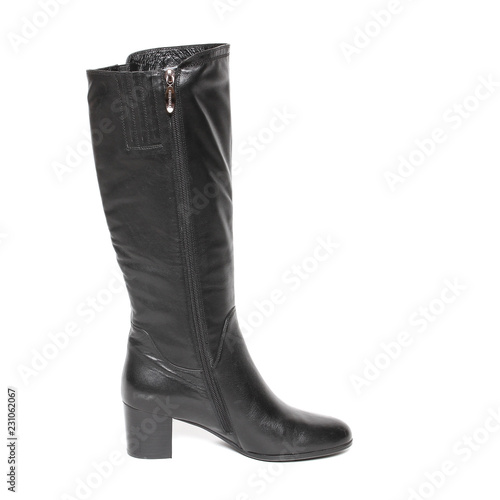 Women's demi-season high boots isolated on white background