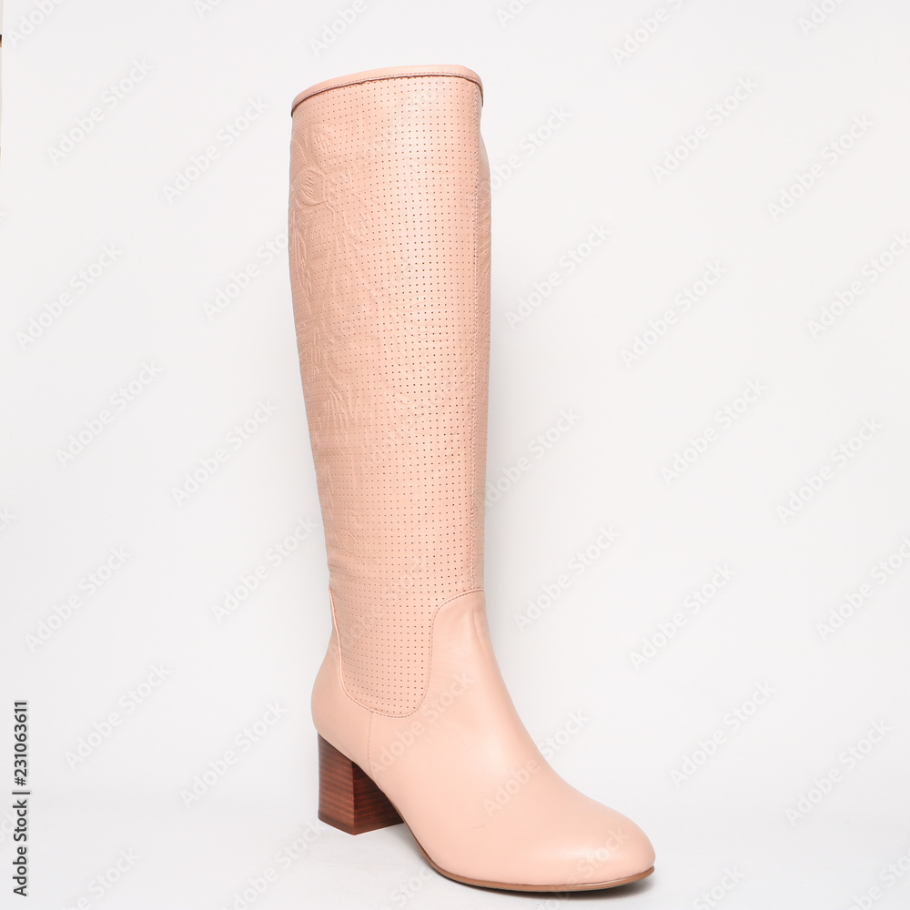 Women's demi-season high boots isolated on white background Women's demi-season high boots isolated on white background