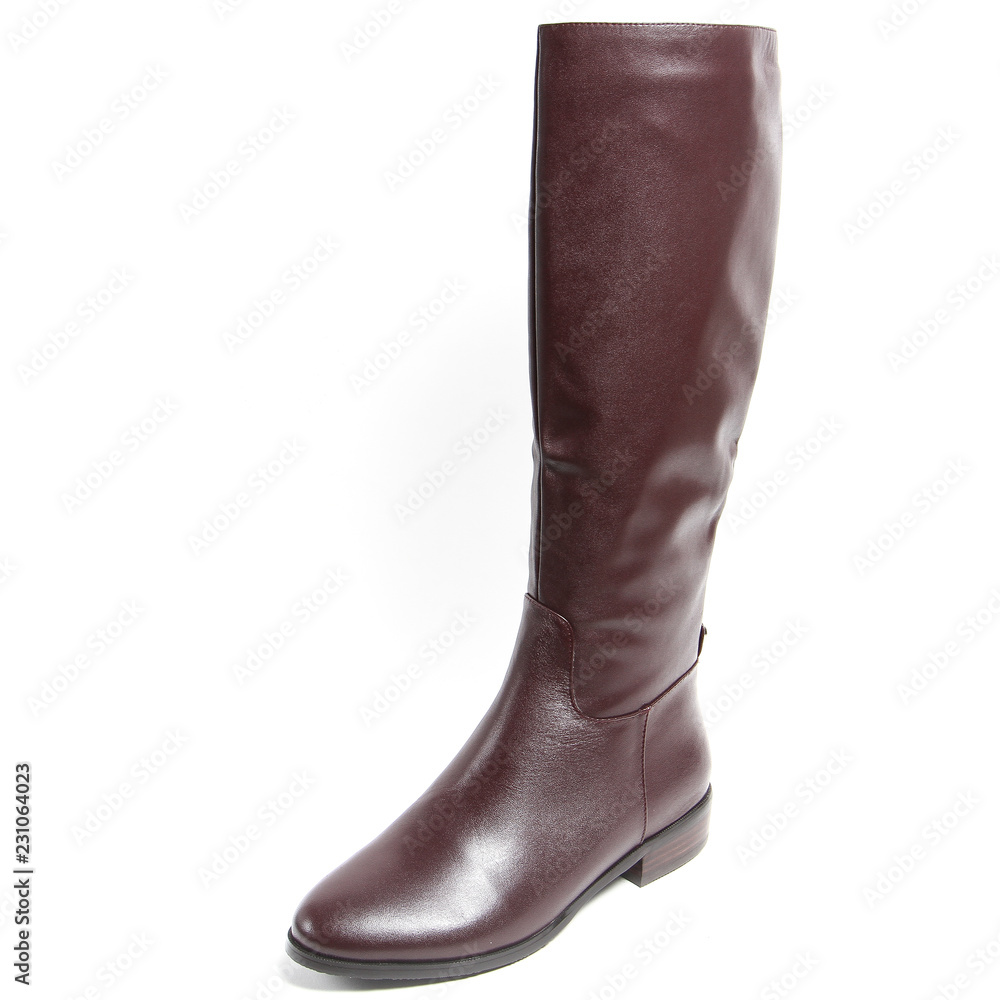 Women's demi-season high boots isolated on white background