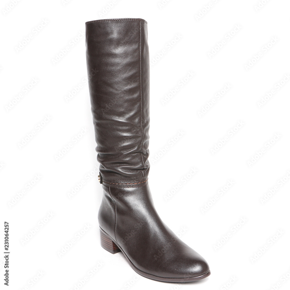 Women's demi-season high boots isolated on white background Women's demi-season high boots isolated on white background