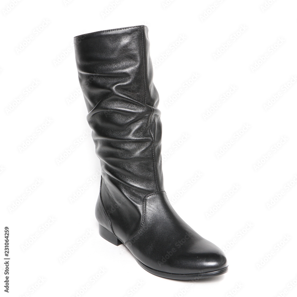 Women's demi-season high boots isolated on white background Women's demi-season high boots isolated on white background