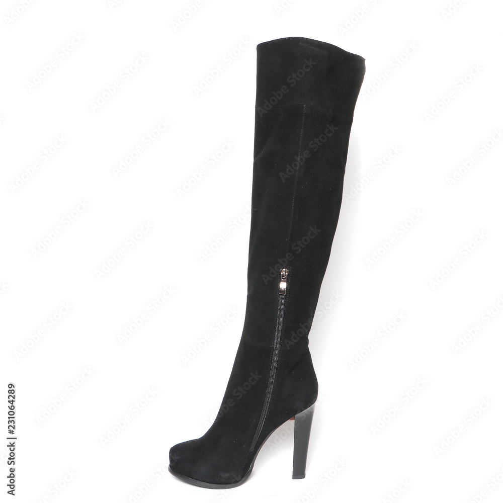 Women's demi-season high boots isolated on white background Women's demi-season high boots isolated on white background