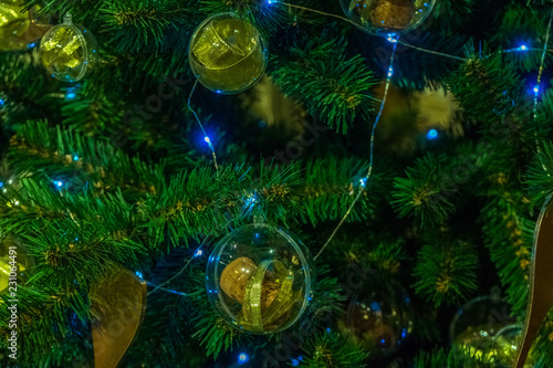 Christmas decorations on an artificial Christmas tree