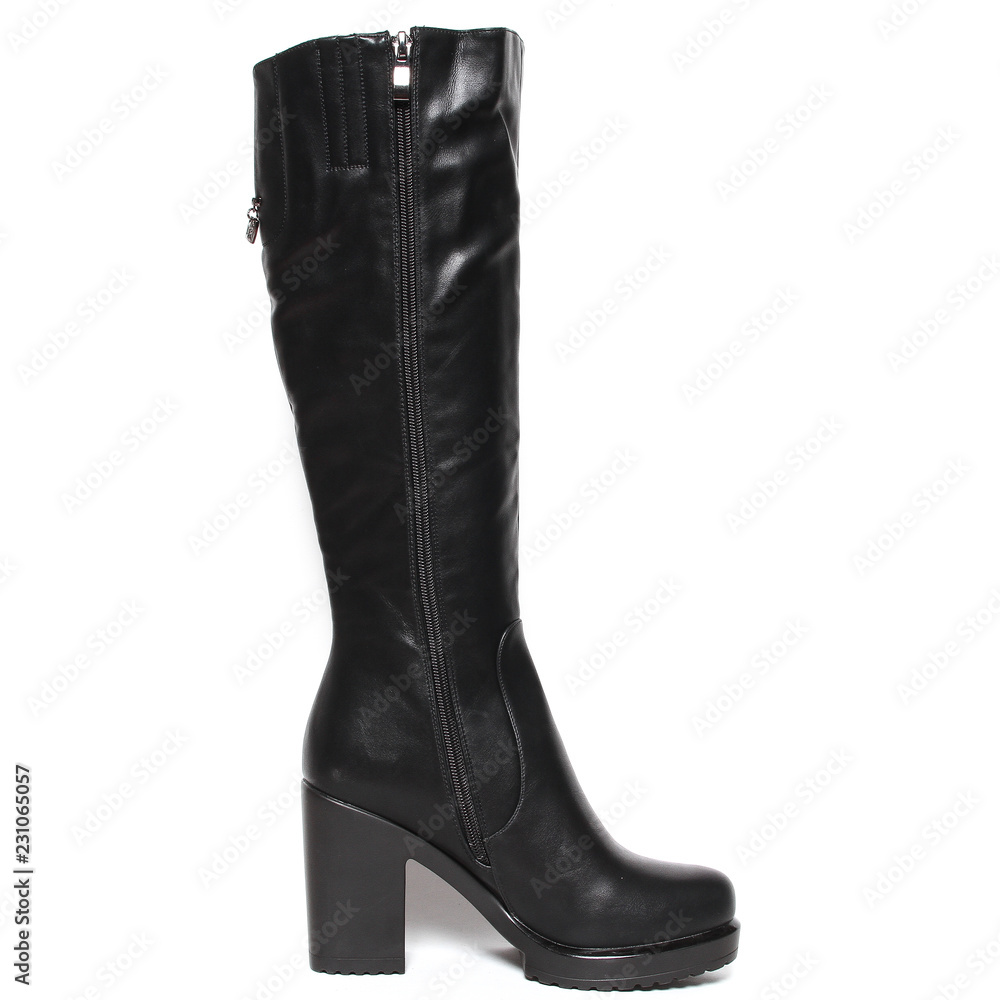 Women's demi-season high boots isolated on white background Women's demi-season high boots isolated on white background