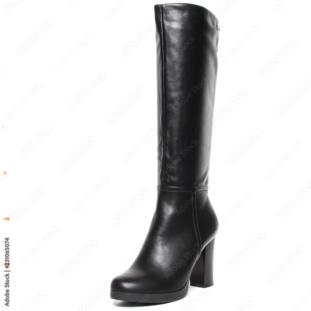 Women's demi-season high boots isolated on white background Women's demi-season high boots isolated on white background