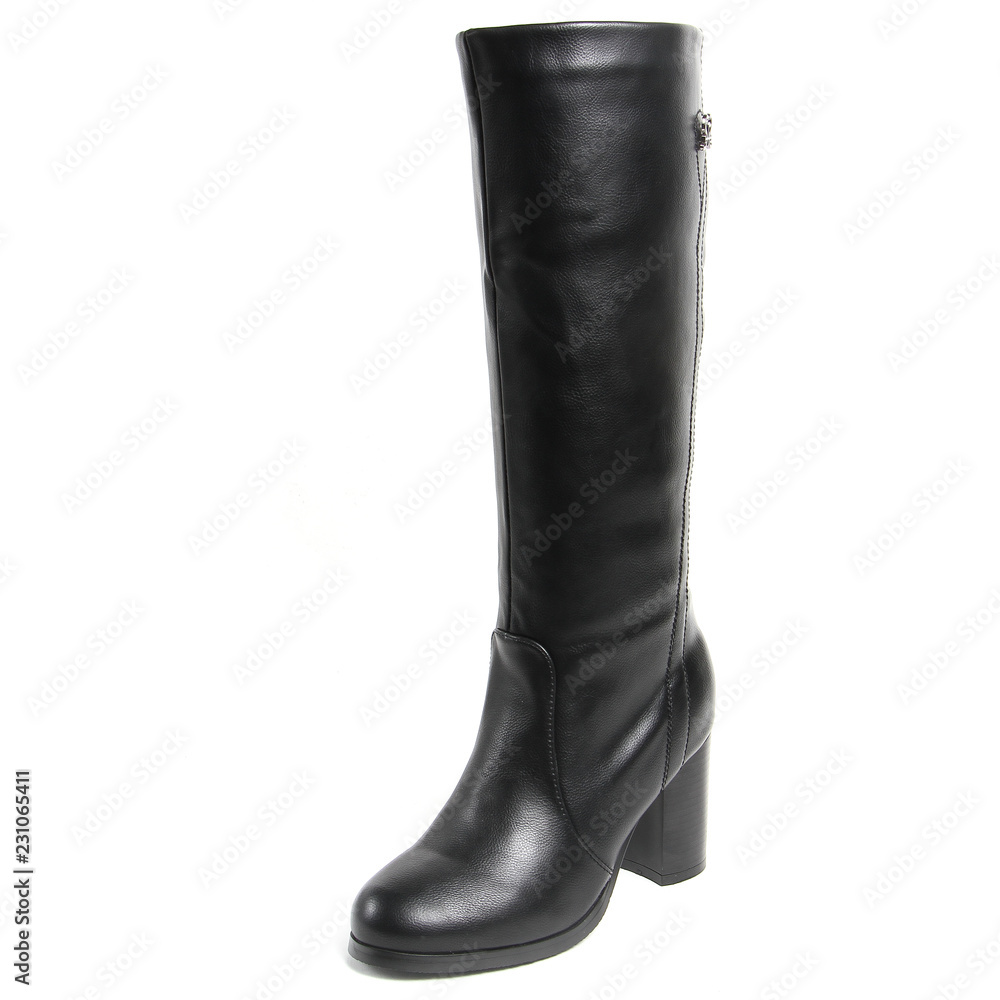 Women's demi-season high boots isolated on white background Women's demi-season high boots isolated on white background