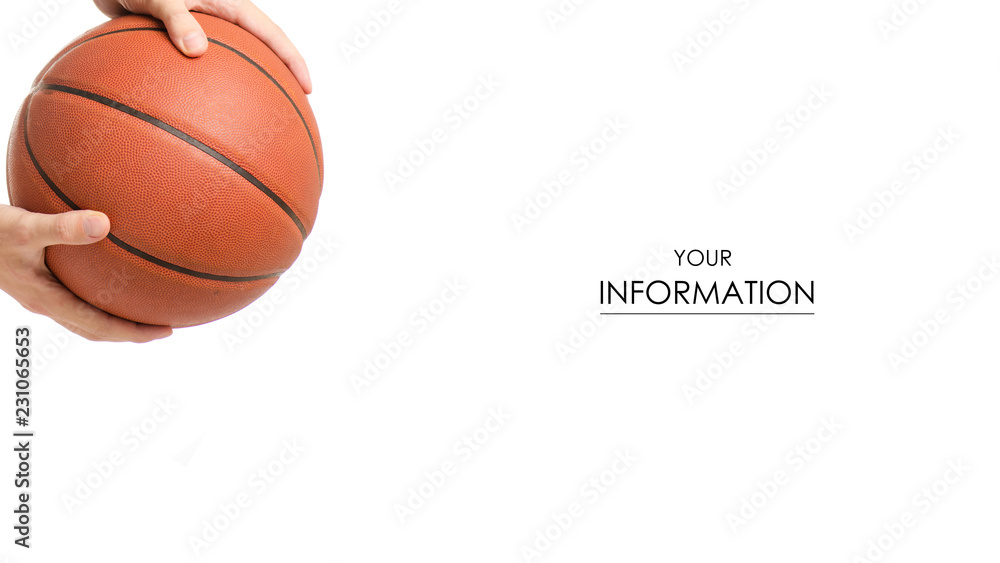Basketball ball in hand pattern on white background isolation