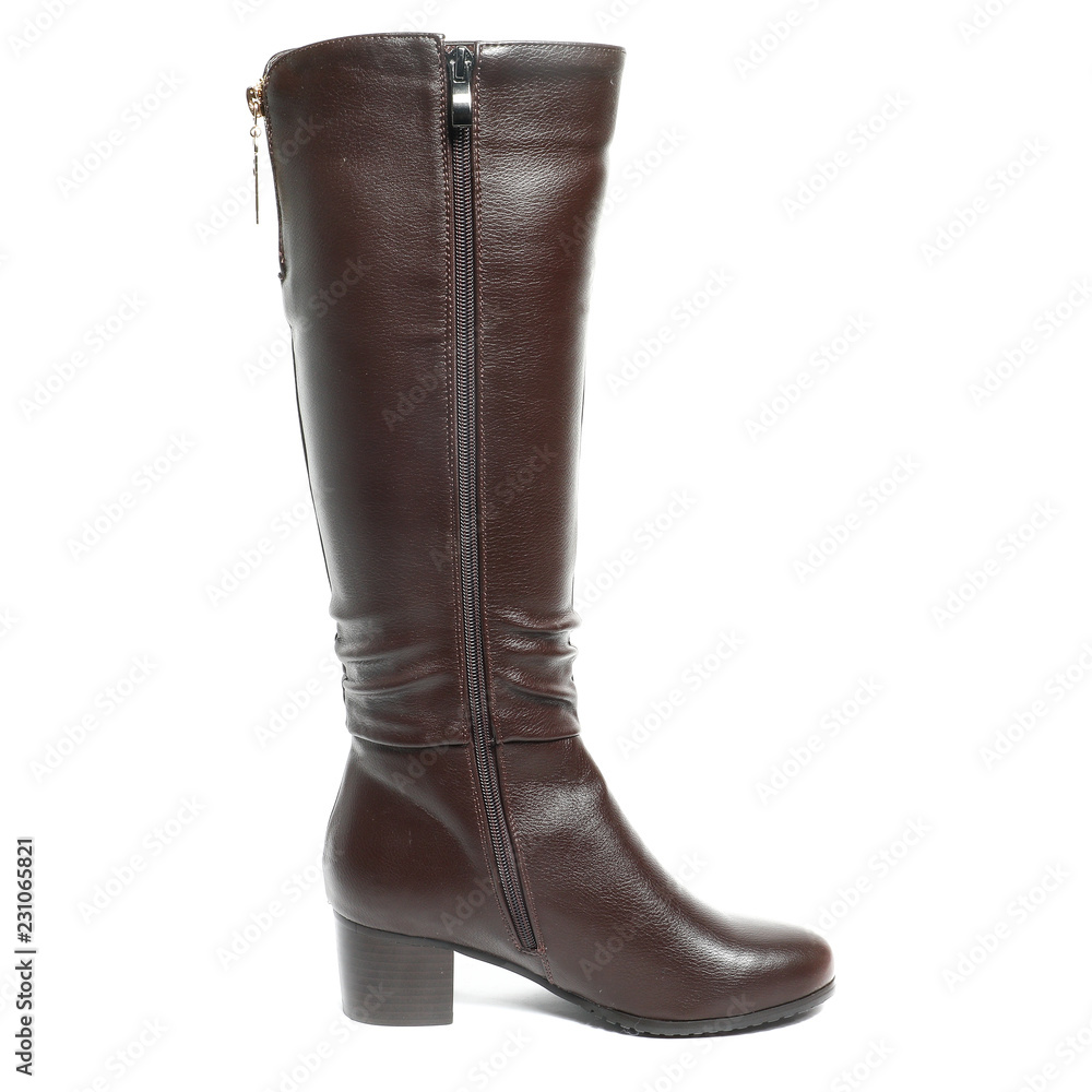 Women's demi-season high boots isolated on white background