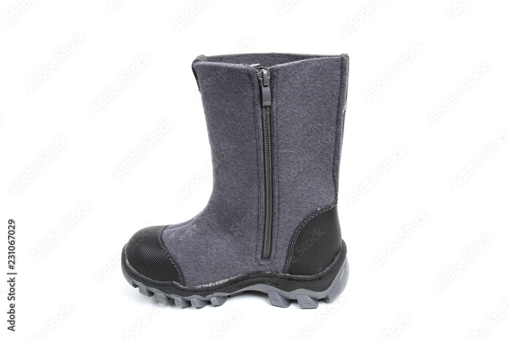 Winter boot's shoe for kid on white background