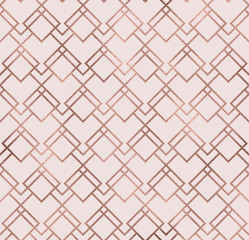 Canvas schilderij Glamour stijl patronen Elegant geometrisch patroon brons folie  © Millaly