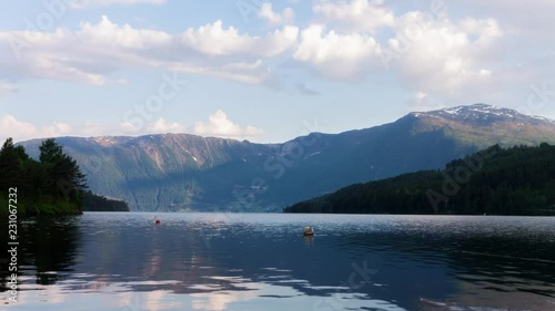 Norwegian lake landscape time-lapse photo