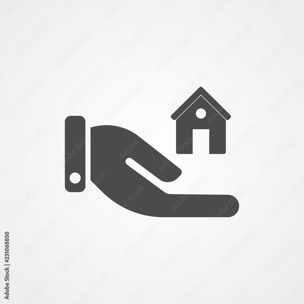 Hand with home vector icon sign symbol Hand with home vector icon sign symbol