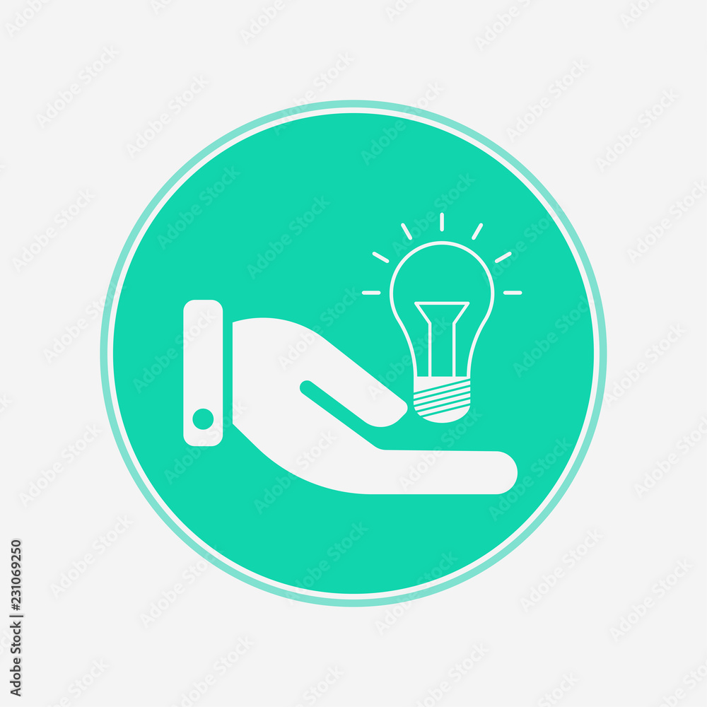 Hand with light bulb vector icon sign symbol Hand with light bulb vector icon sign symbol