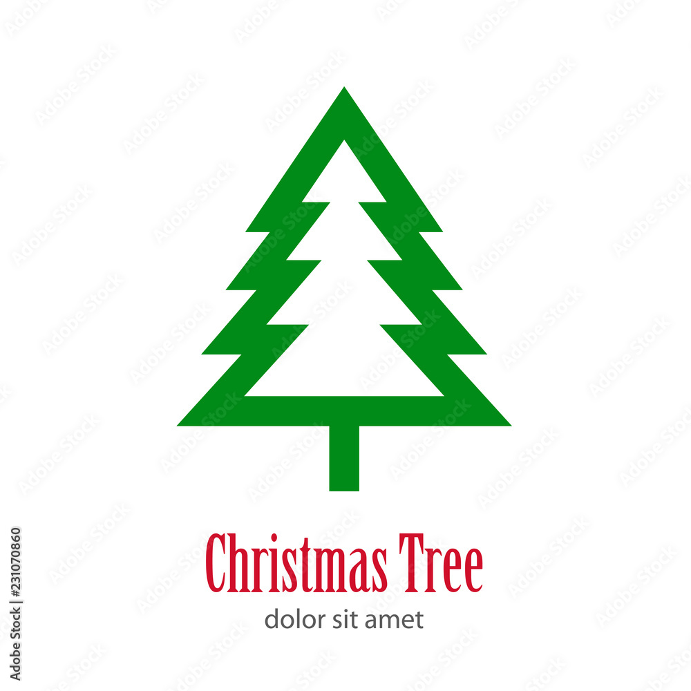 Logotipo Christmas Tree con arbol abstracto lineal con varias ramas con tronco