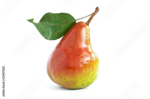 ripe pear on white background