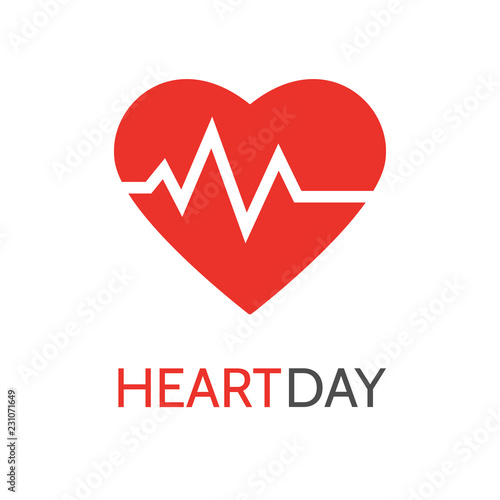 Heartbeat icon in flat style for medical apps and websites. Pulse symbol. Heart rhythm. World heart day card. Medical test. Healthcare concept. Vector illustration