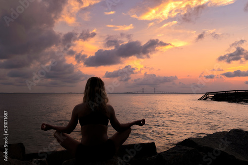 Yoga along the coast of St Simons Island, GA © Guy Bryant