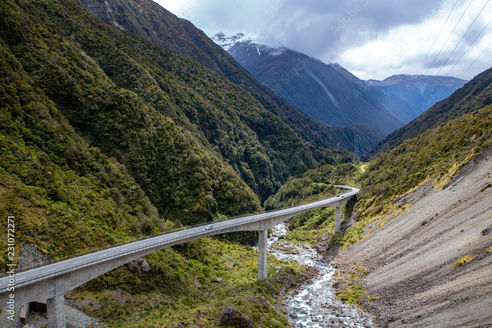 The Otira Gorge Viaduct that leads from Arthurs Pass to the West Coast from the lookout point above The Otira Gorge Viaduct that leads from Arthurs Pass to the West Coast from the lookout point above