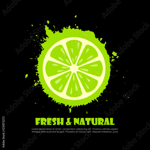 Green lime splashing vector poster