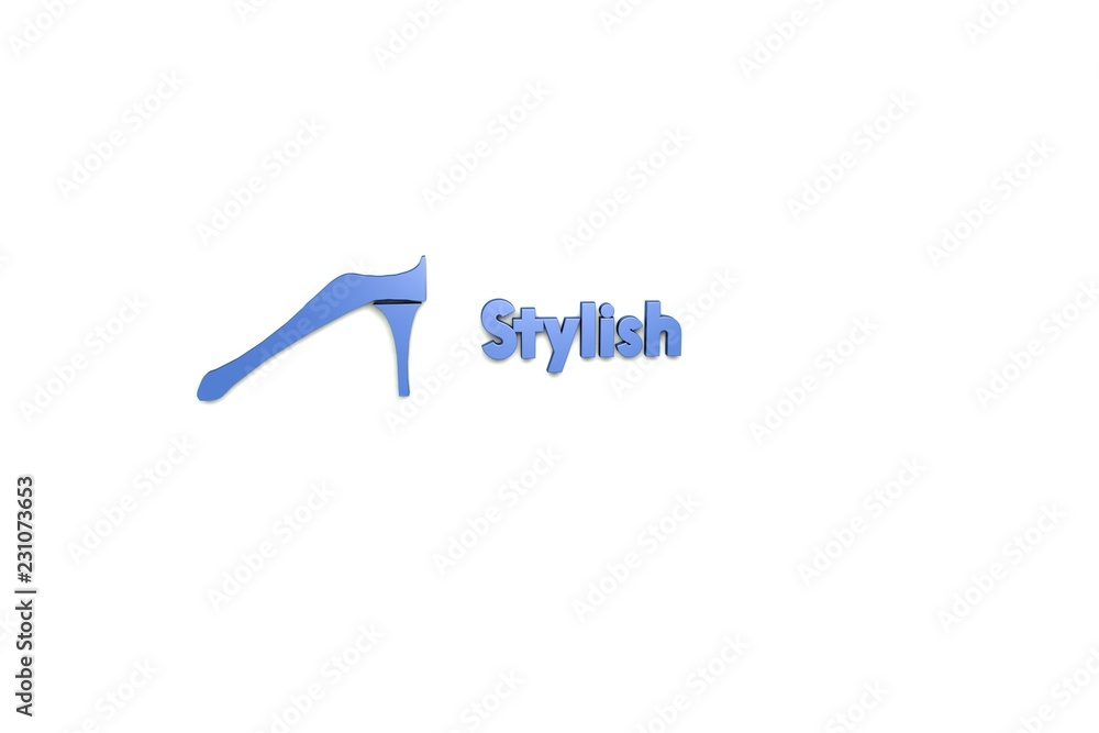 Text Stylish with blue 3D illustration and white background