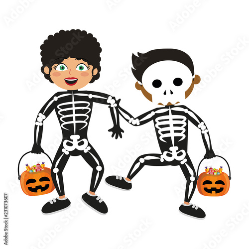 Kids with halloween costumes