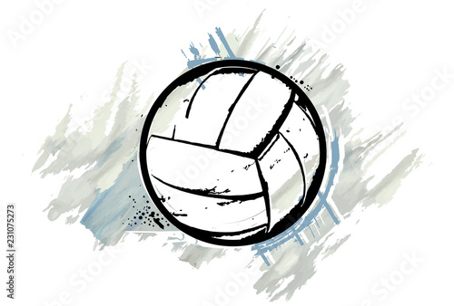 Volleyball ball with a watercolor effect. Vector illustration.