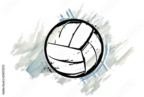 Obraz Piłka do siatkówki z efektem akwareli. Ilustracji wektorowych.