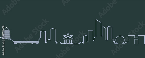 Cuadro en lienzo Hangzhou Single Line Skyline