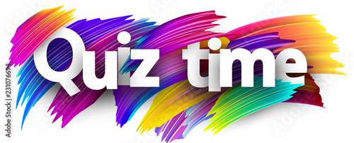 Quiz time poster with colorful brush strokes.