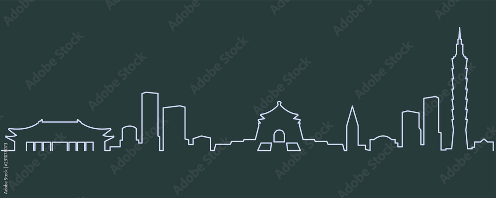 Obraz premium Jednoliniowy panoramę Tajpej