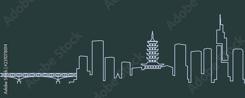 Cuadro en lienzo Nanjing Single Line Skyline