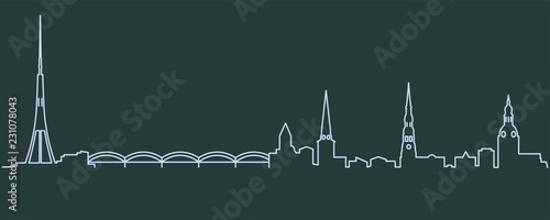 Riga Single Line Skyline