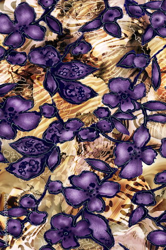 Flower on animal skin ground