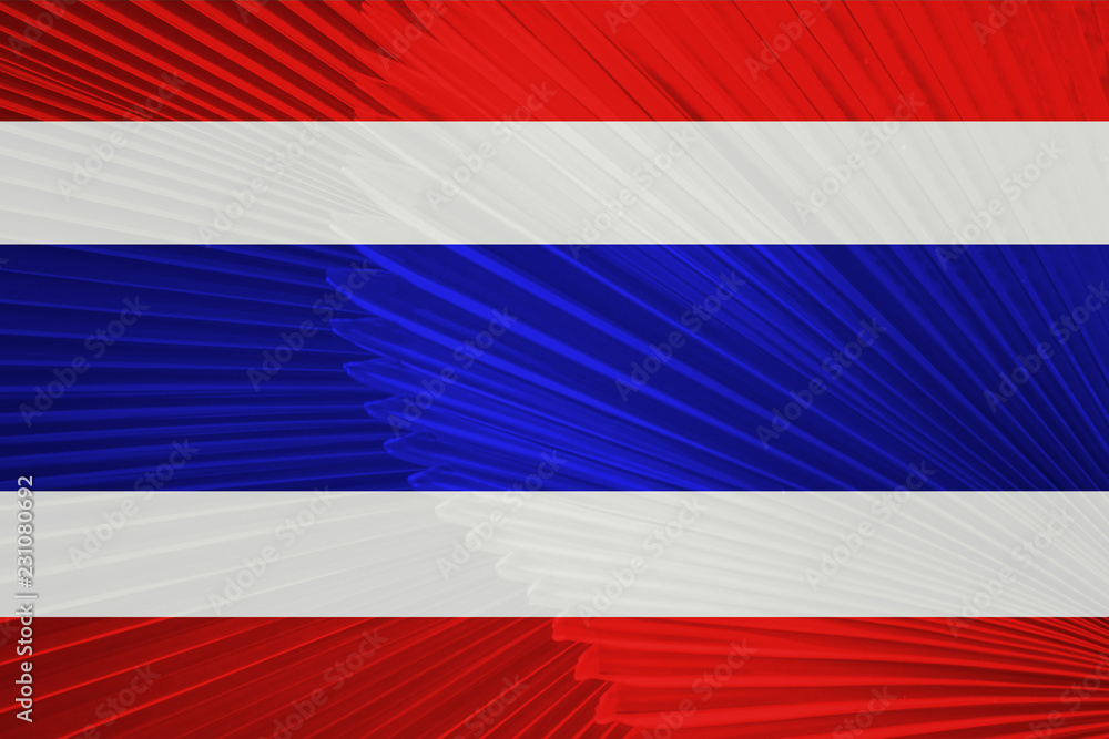 Thailand flag in minimalistic composition with palm tree leaf