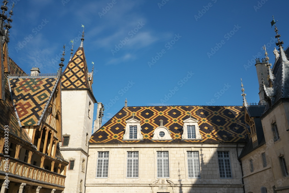Beaune,France-October 15, 2018:  Hospices de Beaune or Hotel-Dieu in Beaune, France