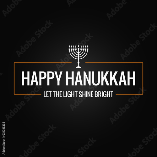 happy Hanukkah sign logo on black background