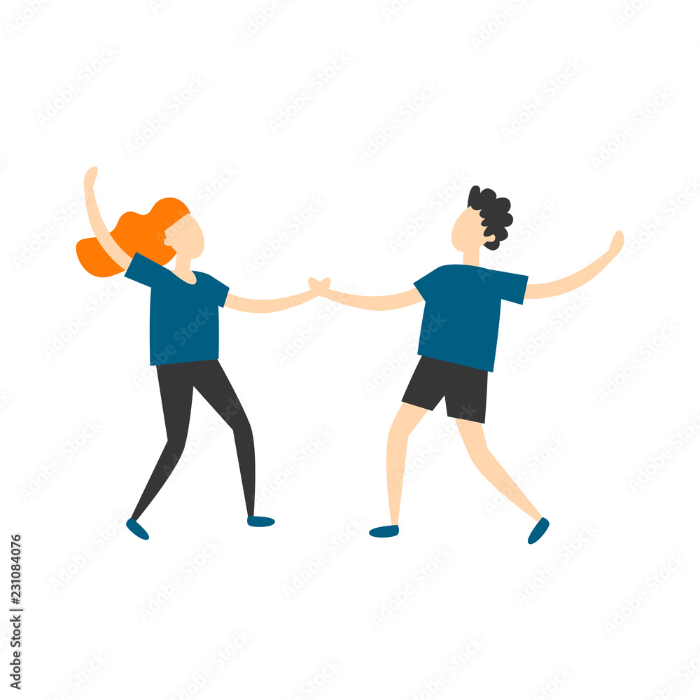 Couple dancing. Flat style vector illustration. Couple dancing. Flat style vector illustration.