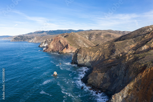Aerial View of Rugged Coastline in Northern California